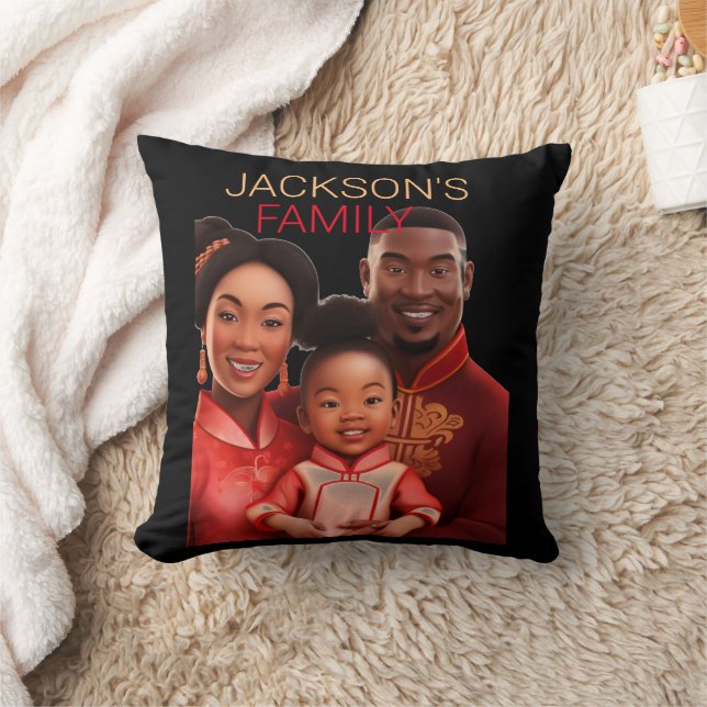 Personalized african American family,black history Throw Pillow (Blanket)