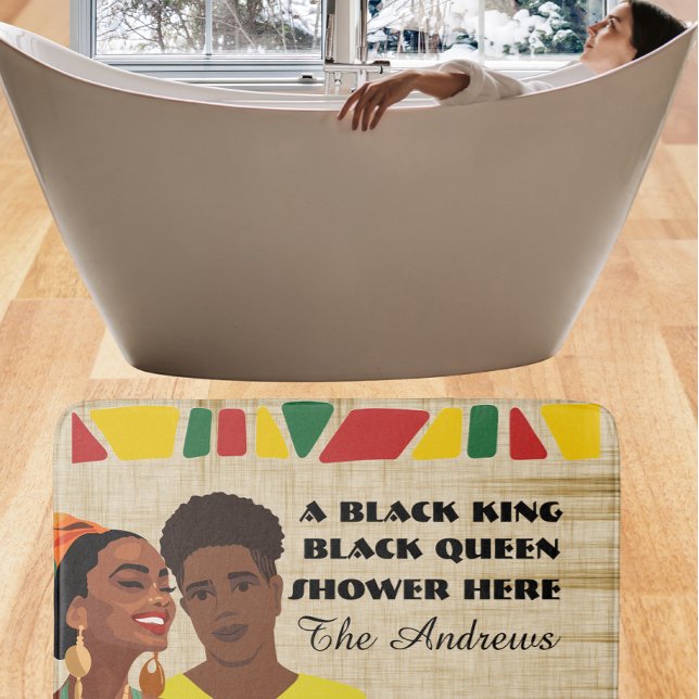  personalized african american family Juneteenth Bath Mat (Creator Uploaded)