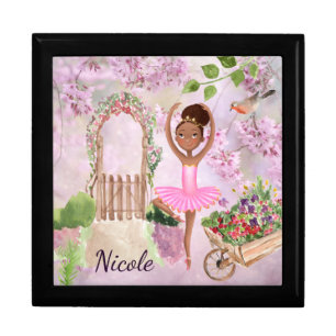 Personalized African American Girl Garden Ballet Gift Box