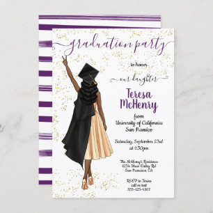 Personalized African American Girl Graduation Invi Invitation