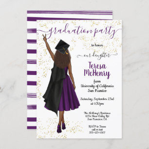 Personalized African American Girl Graduation Invitation