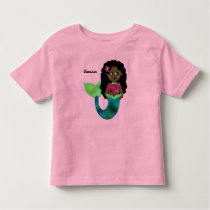 Personalized African American Mermaid Faux Foil Toddler T-shirt