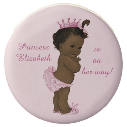 Personalized African American Princess Baby Shower Chocolate Dipped Oreo