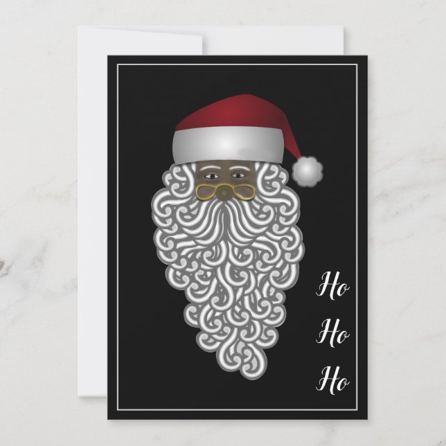 Personalized African American Santa Christmas Holiday Card (Front)