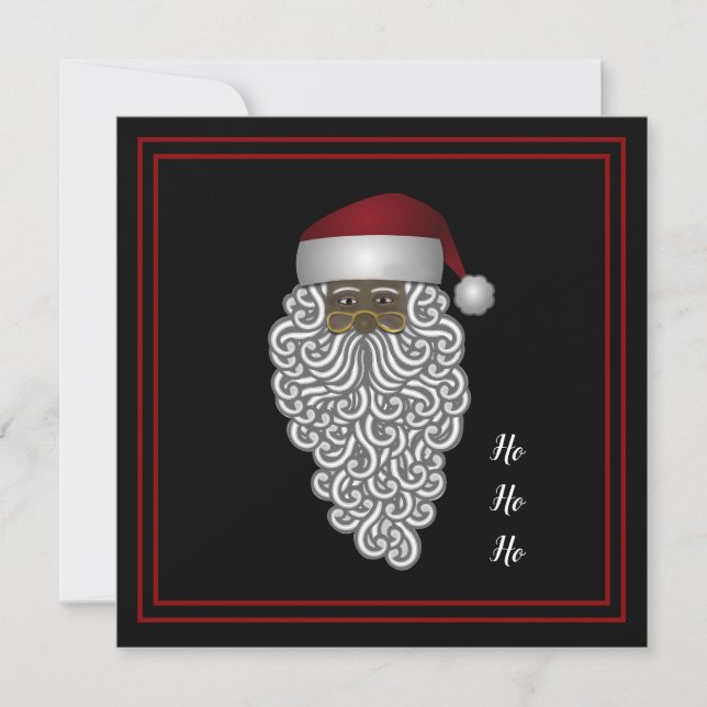 Personalized African American Santa Christmas Holiday Card (Front)