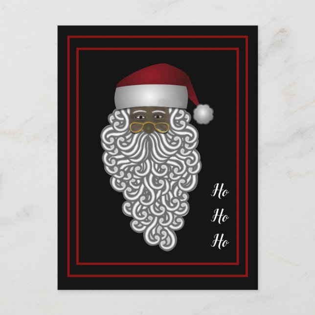 Personalized African American Santa Claus Holiday Postcard (Front)