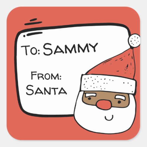 Personalized African American Santa Gift Tags