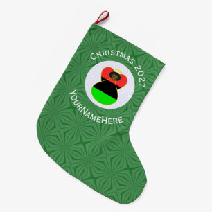 Personalized African Diaspora Angel Christmas Flag Large Christmas Stocking
