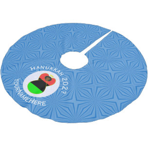 Personalized African Diaspora Angel Hanukkah Flag Brushed Polyester Tree Skirt
