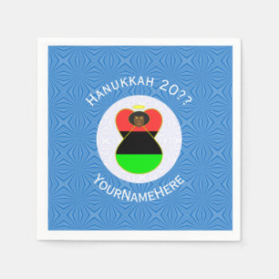 Personalized African Diaspora Angel Hanukkah Flag Napkins