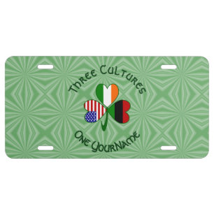 Personalized African Diaspora Ireland USA Shamrock License Plate