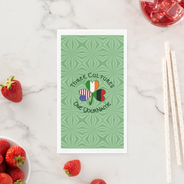 Personalized African Diaspora Ireland USA Shamrock Paper Guest Towels (Insitu)