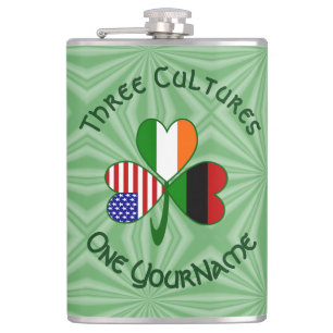 Personalized African Diaspora Shamrock Flask