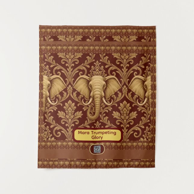 Personalized African: Elephant Mara Glory | Luxury Tapestry (Front)