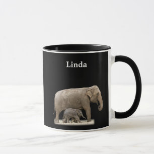 Personalized African Elephant On Black Mug
