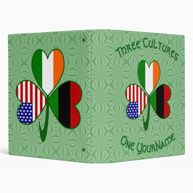 Personalized African Irish American Shamrock 3 Ring Binder (Background)