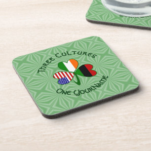 Personalized African Irish American Shamrock  Beverage Coaster