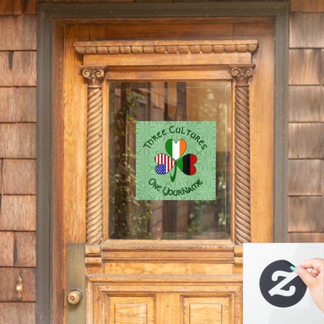 Personalized African Irish American Shamrock  Window Cling (Home Door)