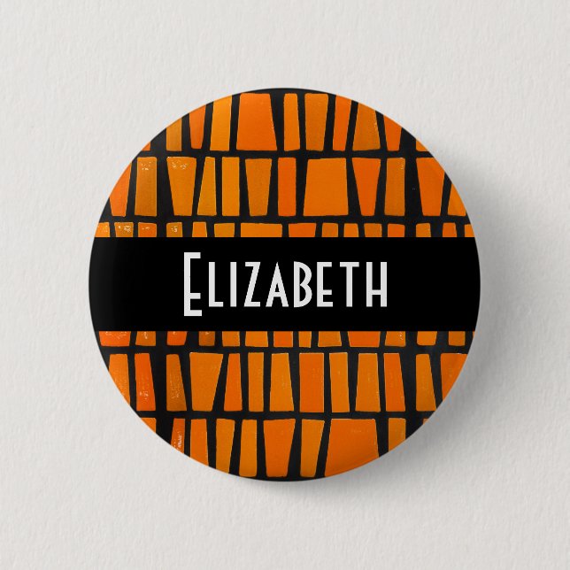 Personalized african tribal pattern pinback button (Front)