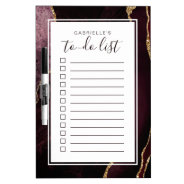 Personalized Agate Geode Burgundy Gold To Do List Dry Erase Board at Zazzle