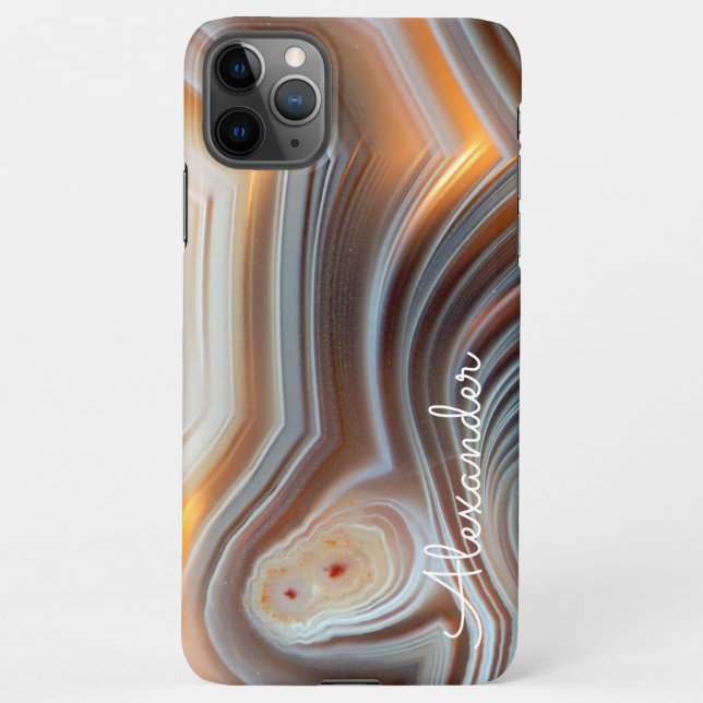 Personalized Agate Handwritten Name Trendy Modern iPhone Case (Back)