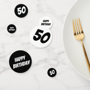 Personalized Age - Black and White Birthday Confetti