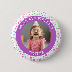 Personalized Age, Name and Photo Birthday  Button