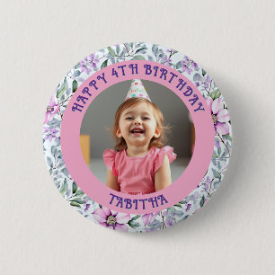 Personalized Age, Name and Photo Birthday  Button