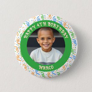 Personalized Age, Name and Photo Birthday Button
