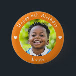 Personalized Age, Photo And Name Birthday Orange Button<br><div class="desc">Adorable personalized age,  photo and name birthday orange button.</div>