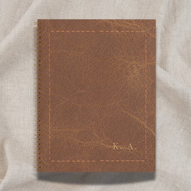 Personalized Aged Leather Notebook with Initials (Creator Uploaded)