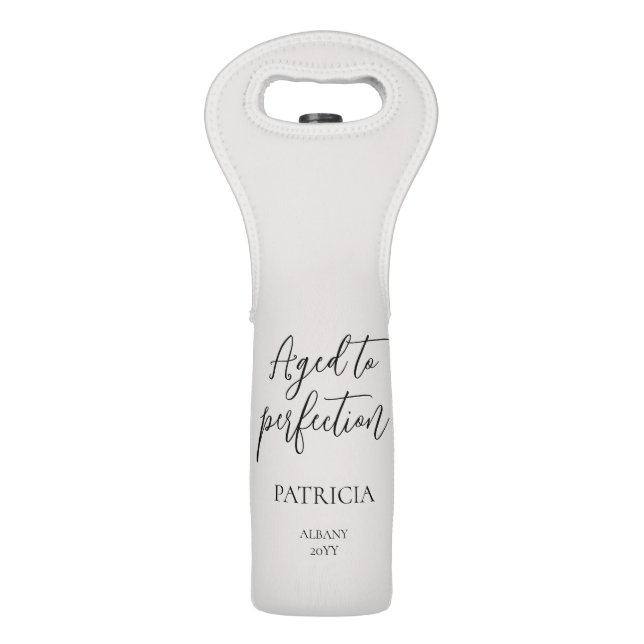 Personalized Aged to Perfection Birthday Party Wine Bag (Front)