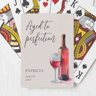 Personalized Aged to Perfection Red Wine Birthday Poker Cards
