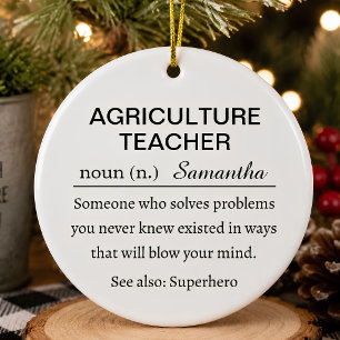 Personalized Agriculture Teacher Definition Ceramic Ornament