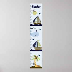 Personalized Ahoy Mate/Sailboat/Whale Growth Chart