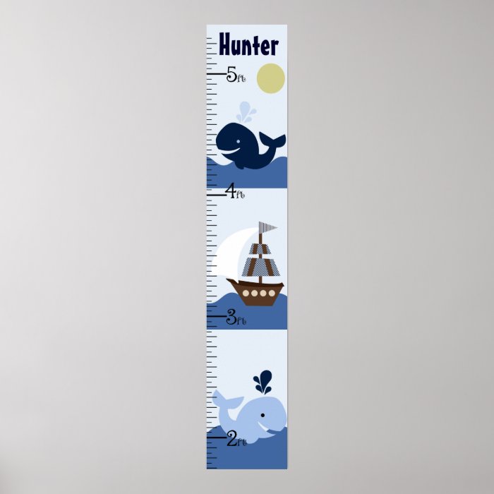 Personalized Ahoy Mate/Sailboat/Whale Growth Chart Print