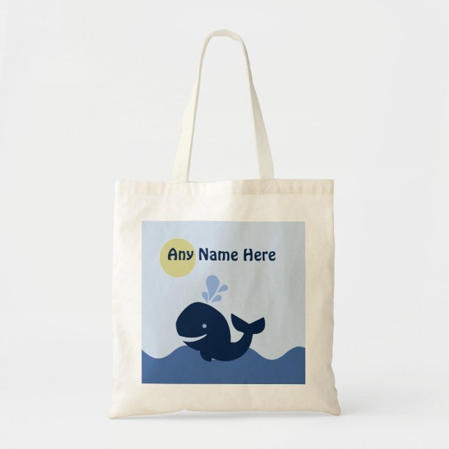 Personalized Ahoy Mate/Whale/Sailboat Tote Bag (Front)
