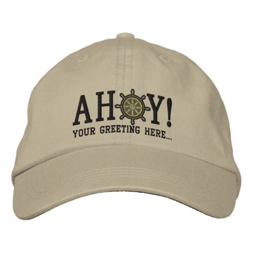 Personalized AHOY Nautical Greetings Embroidery Embroidered Baseball Cap