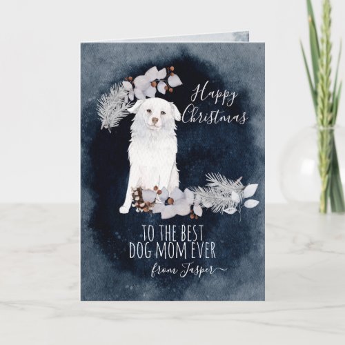 Personalized Aidi White Fluffy Dog  Holiday Card