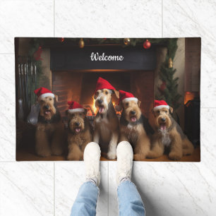 Personalized Airedale Christmas  Doormat