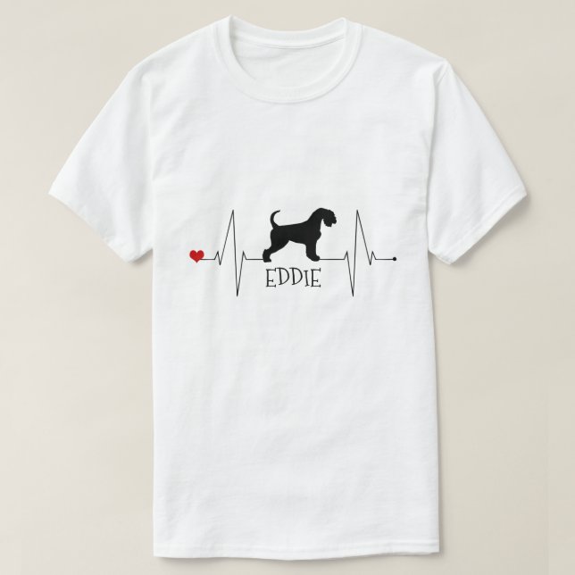 Personalized Airedale Love My Dog Heart Beat T-Shirt (Design Front)