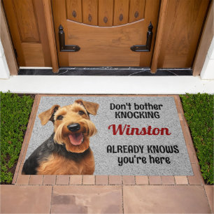 Personalized Airedale Terrier Dog Funny Welcome Doormat