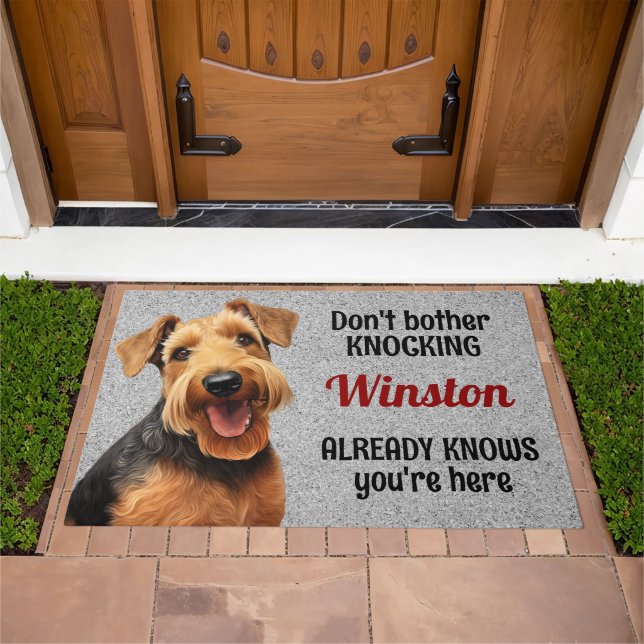 Personalized Airedale Terrier Dog Funny Welcome Doormat (Outdoor)