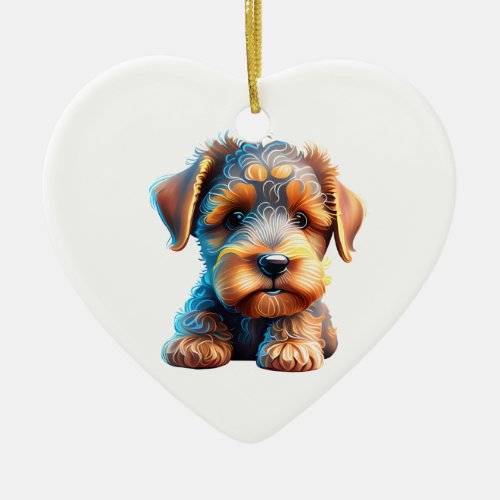 Personalized Airedale Terrier Puppy Dog Ceramic Ornament