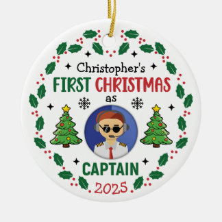 Personalized Airline Captain Custom Name Christmas Ceramic Ornament