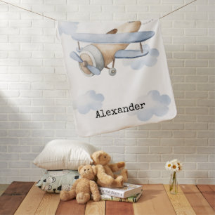 Personalized Airplane Baby Blanket