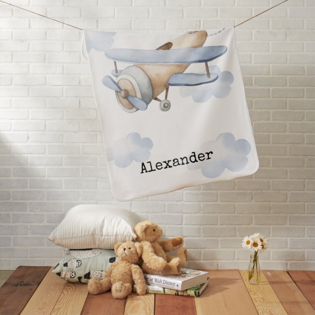 Personalized Airplane Baby Blanket (In Situ)