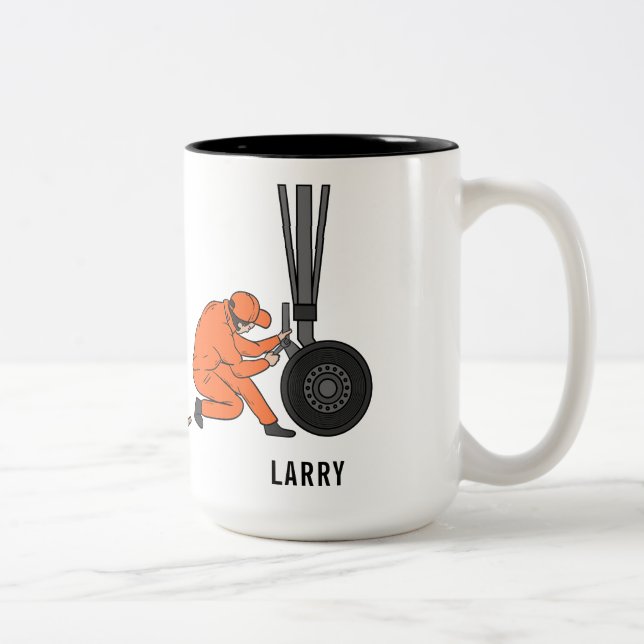 Personalized Airplane Engineer Evolution Mechanic Two-Tone Coffee Mug (Right)