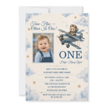 Personalized Airplane First Birthday Invitation | 
