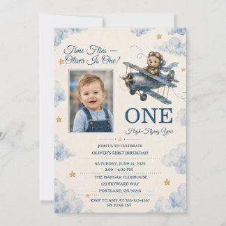 Personalized Airplane First Birthday Invitation | 